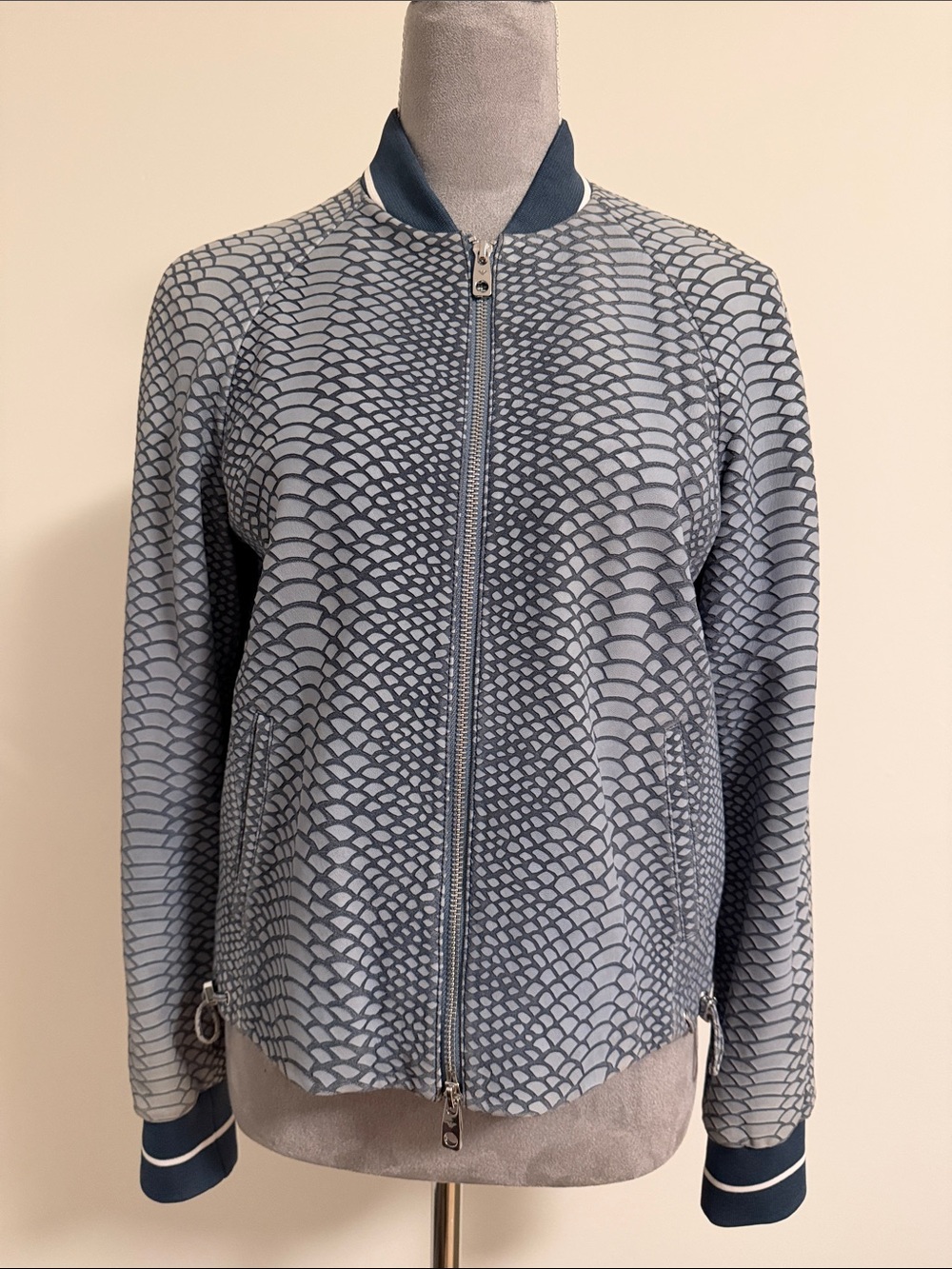 Emporio Armani Light Blue Patterned Bomber Jacket